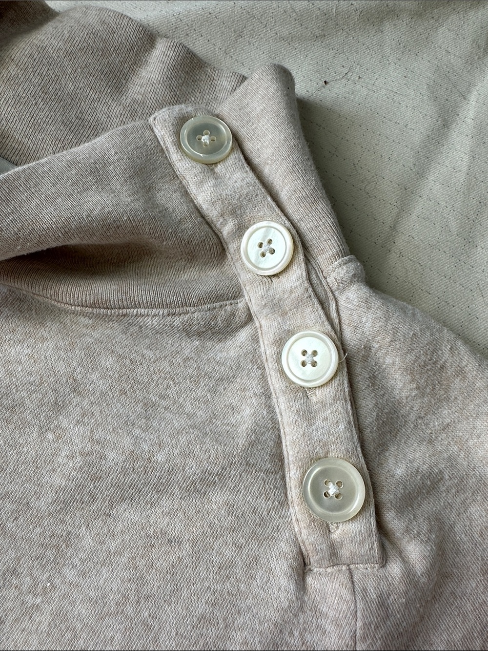 J. Crew Factory Oatmeal Button-Shoulder Turtleneck Sweater - Picture 4 of 4